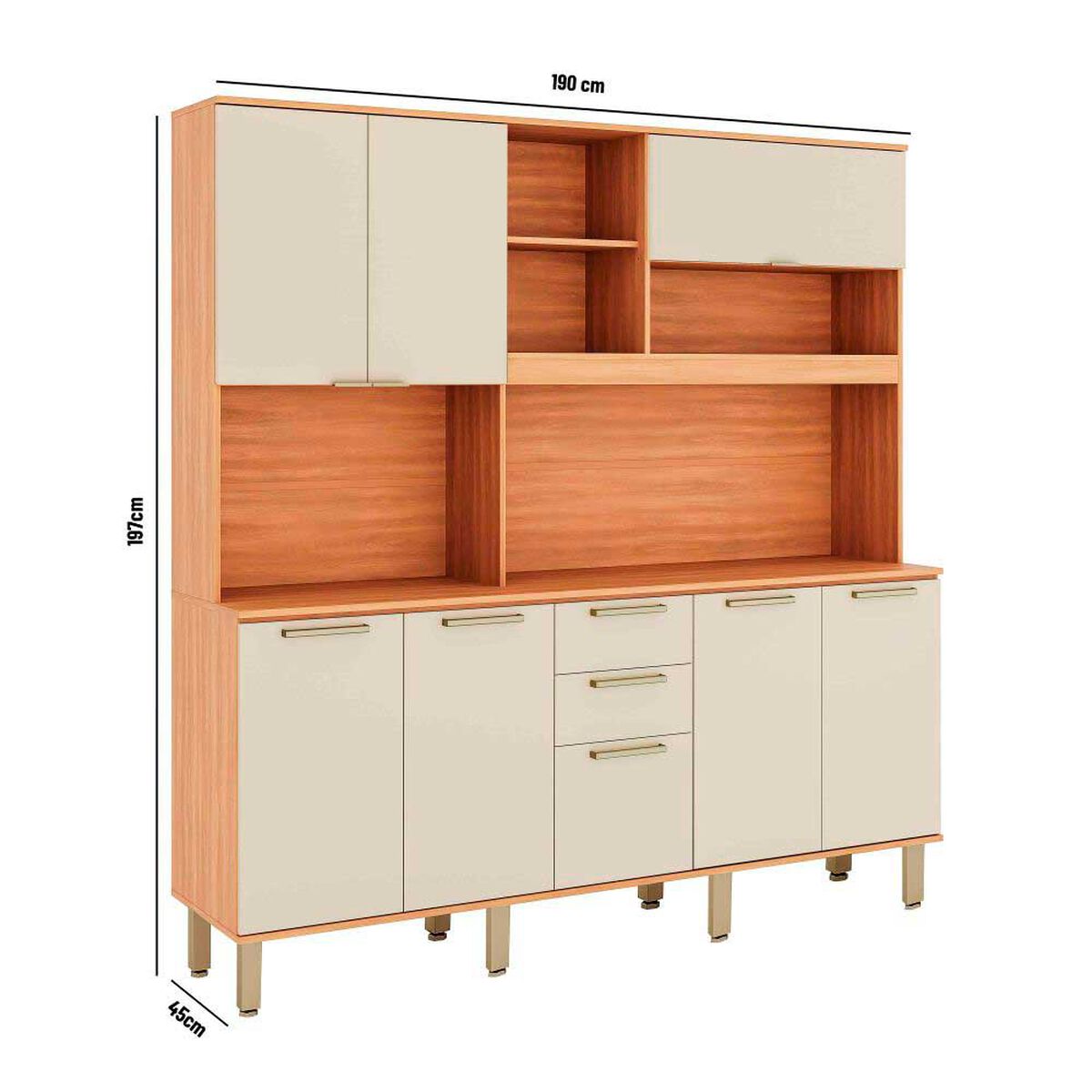 Kit de Cocina Roca Casta&ntilde;a 8 Puertas 3 Cajones Canela-Arena