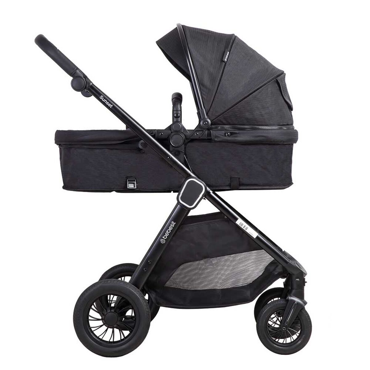 Coche Cuna Travel System Isofix Sunset Premium con Base Negro Bebesit