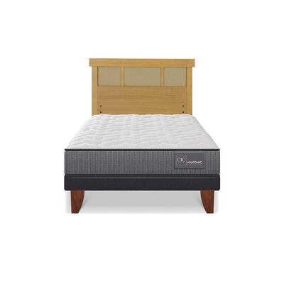 Cama Europea CIC 1,5 Plazas Anatomic + Respaldo Dublin Mostaza
