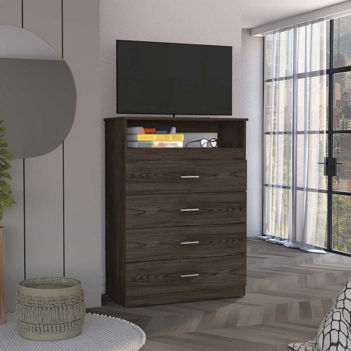 Cómoda TV Hasta 40" TuHome Z-80 4 Cajones Coñac