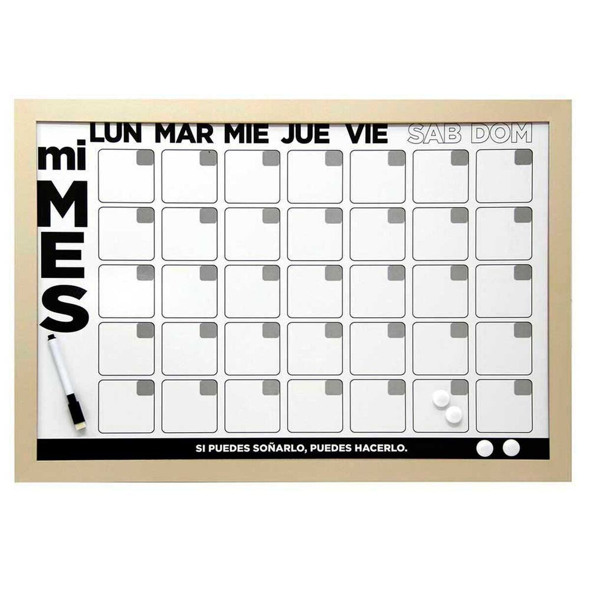 Pizarra Pl&aacute;stica Vgo Mensual Dorado 40 x 60 cm