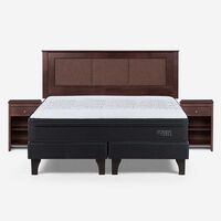 Cama Europea Rosen King Tempo + Respaldo + 2 Veladores Rachel