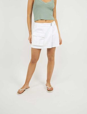 Imagen 1 del producto Falda Short Denim Mujer Icono Blanco, Celeste, Indigo, Negro, Raw