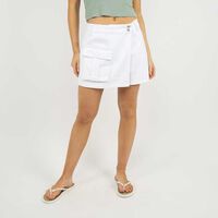 Falda Short Denim Mujer Icono Blanco, Celeste, Indigo, Negro, Raw