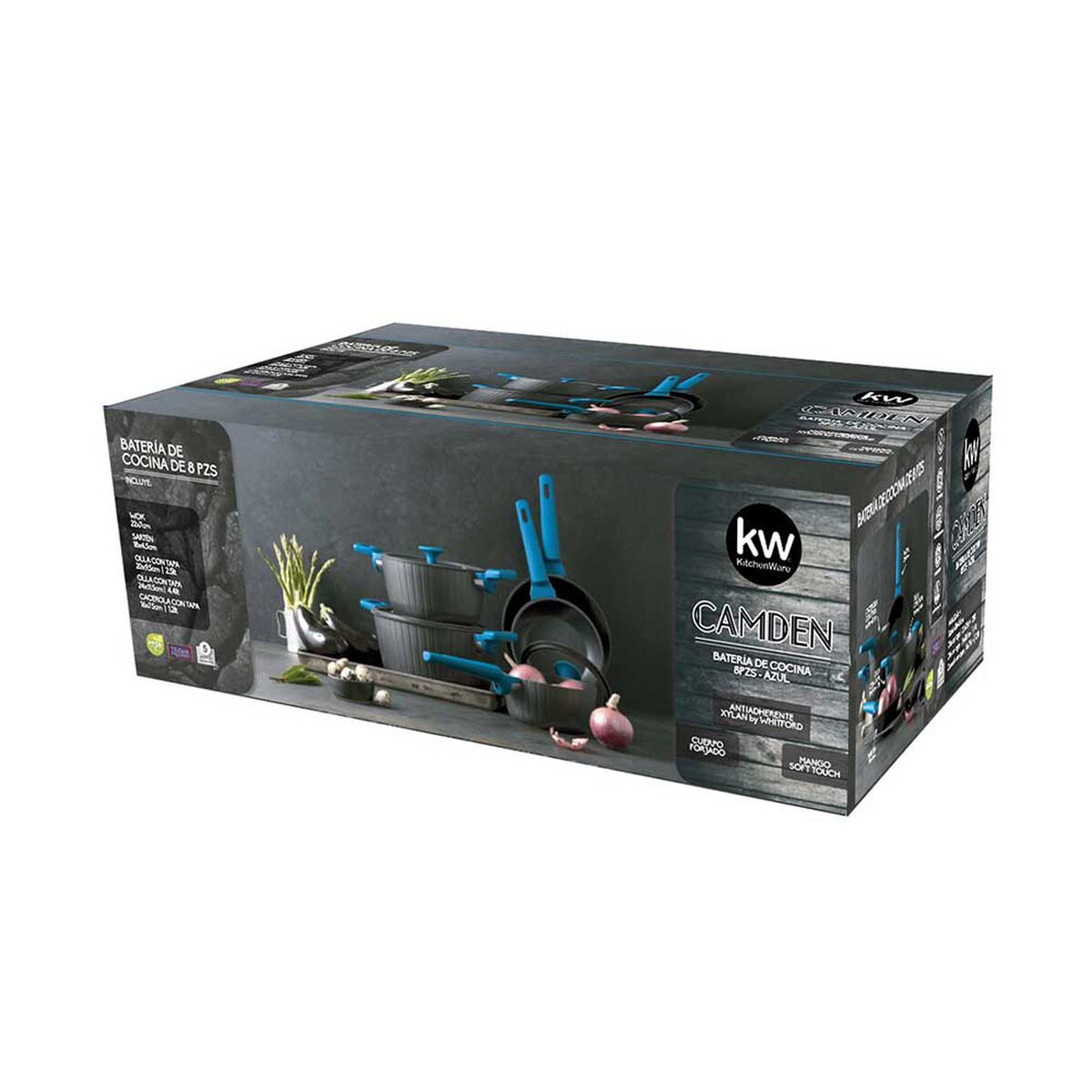 Baterías de Cocina Acero Kitchenware Camden Negro 8 Piezas