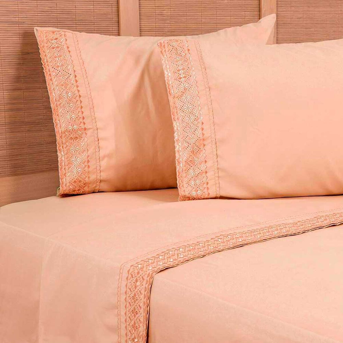 Juego de S&aacute;banas Liso Plumetti 2 Plazas Broderie Damasco