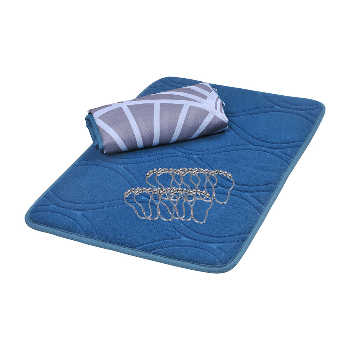 Set Cortina de Baño de Baño 3 Piezas + Piso Mashini Abedul