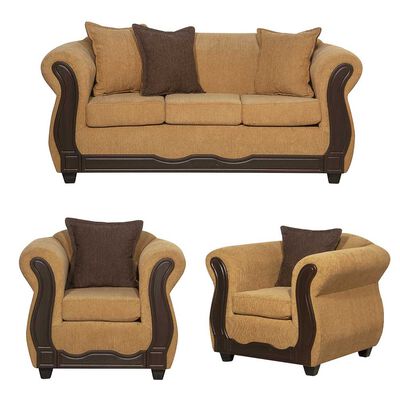 Imagen 1 del producto Juego de Living Black Factory Barcelona Sofá 3 Cuerpos + Dos Sillones 1 Cuerpo Oro