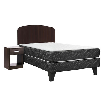 Cama Europea Celta 1  Plaza New Mega + Respaldo + Velador Asturias