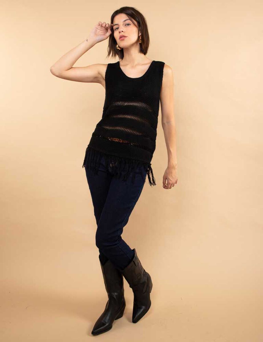 Sweater Crochet Sin Mangas Mujer Zibel