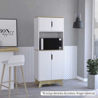 Mueble para Microondas Tuhome Bi-Color 4 Puertas Blanco Duna