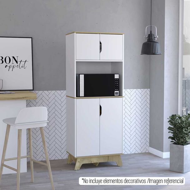 Mueble para Microondas Tuhome Bi-Color 4 Puertas Blanco Duna