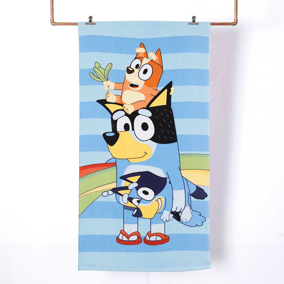 Toalla de Playa Infantil + Jockey Bluey Familia 70 x 140 cm