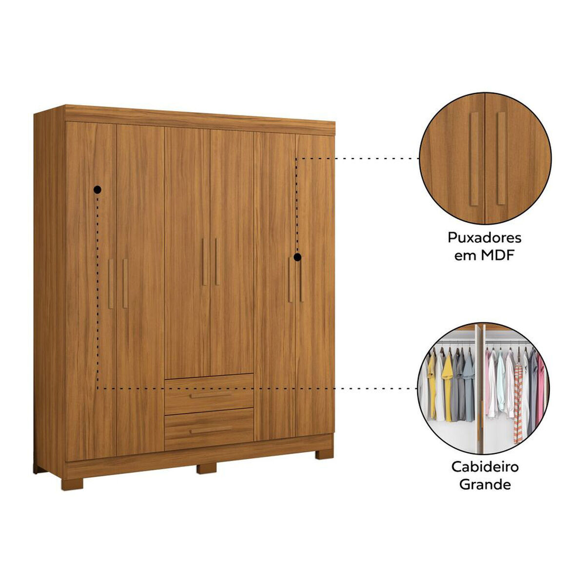 Closet Home Mobili Badara 6 Puertas 2 Cajones Caf&eacute;