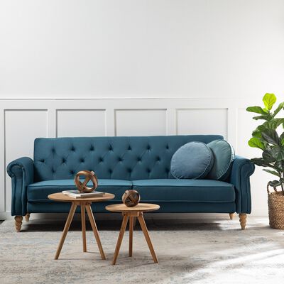 Sof&aacute; Fut&oacute;n Daniels 3 Cuerpos Cl&aacute;sico Mil&aacute;n Turquesa