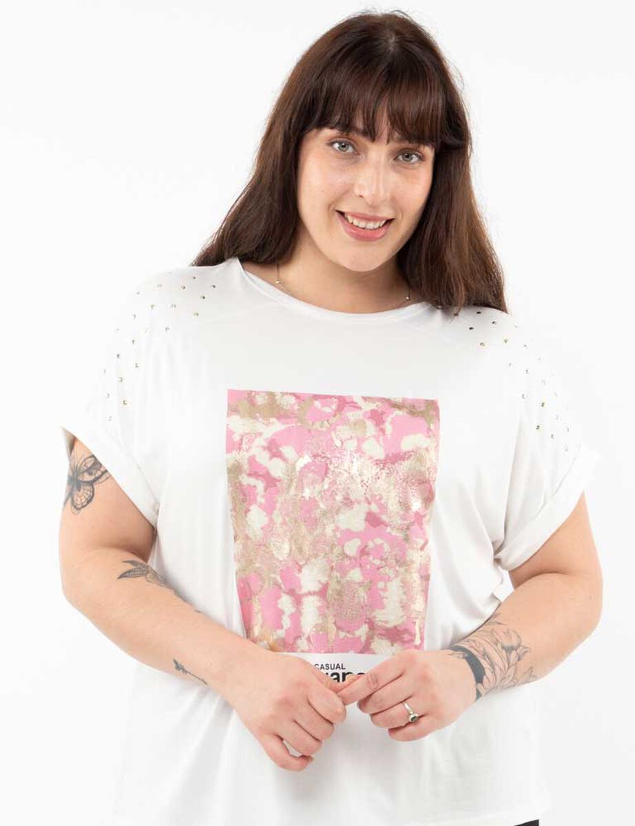 Polera Con Estampado Manga Corta Mujer Extralindas