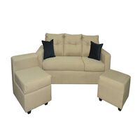 Juego de Living Diseño A&M Home Antonella Sofá 3 Cuerpos + Butaca 1 Cuerpo + Pouf 1 Cuerpo  Beige