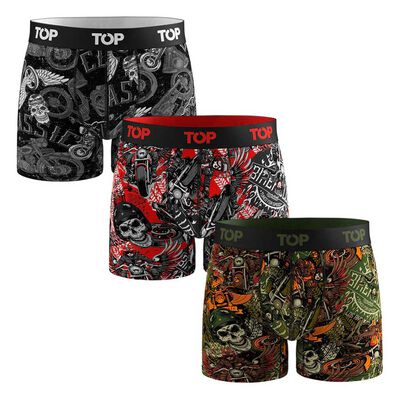 Pack 3 B&oacute;xer Medio Algod&oacute;n Motores Hombre Top