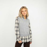 Sweater Sin Mangas Mujer Icono Gris