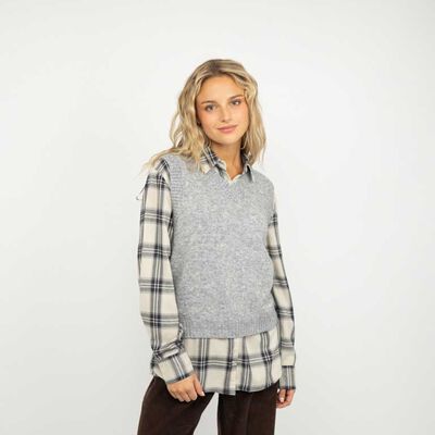 Sweater Sin Mangas Mujer Icono Gris