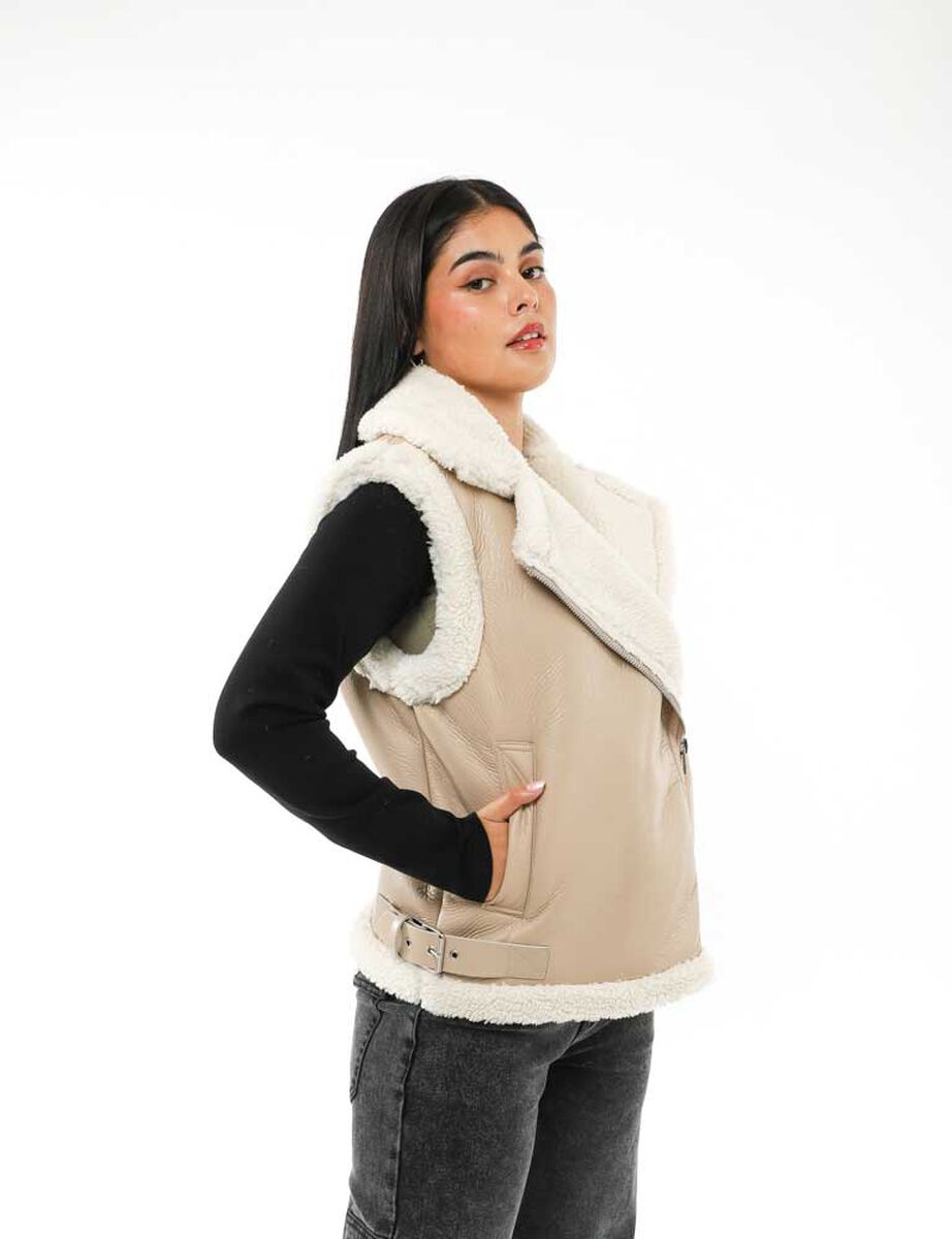 Chaqueta Aviadora Ecocuero Sin Mangas Mujer Icono