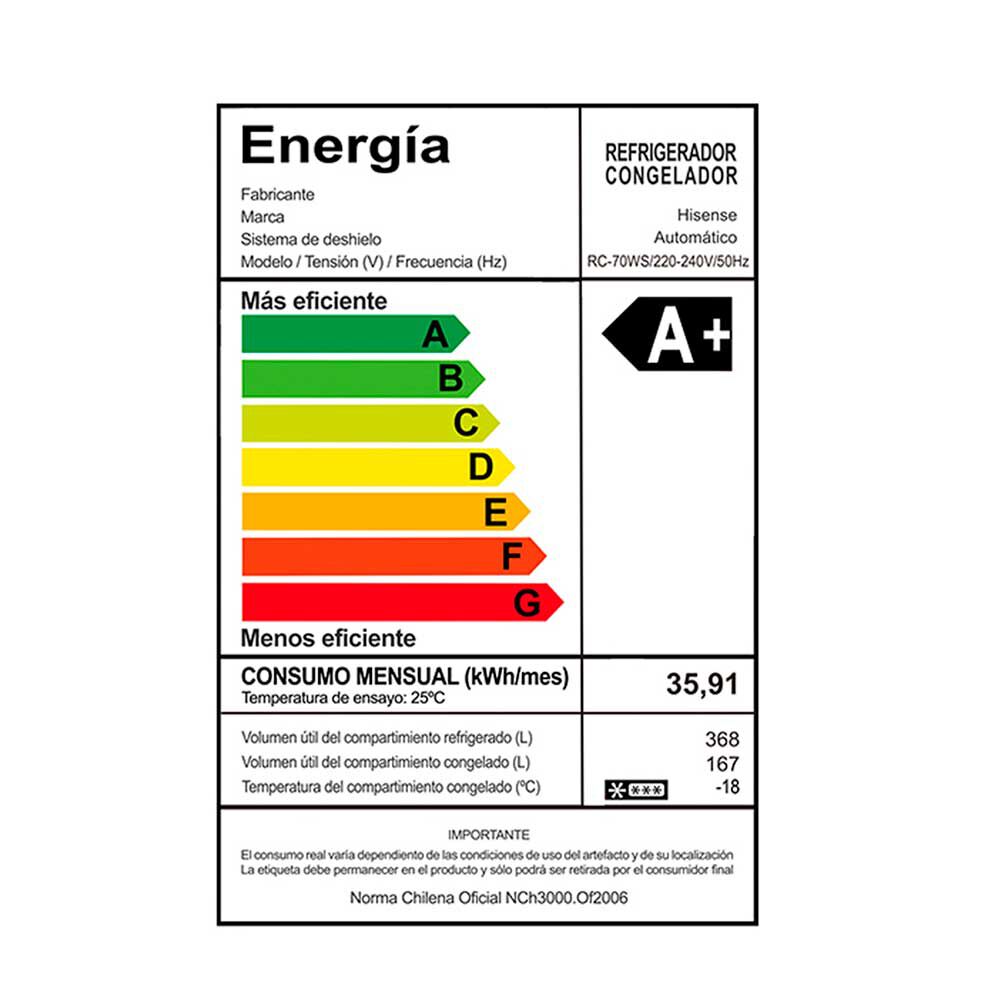 HISENSE Refrigerador Side by Side Hisense RC-70WS 535 lts. | Abc