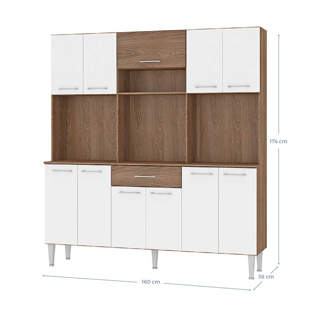 Mueble de Cocina Vekkahome Emi 1 Cajón 12 Puertas Café