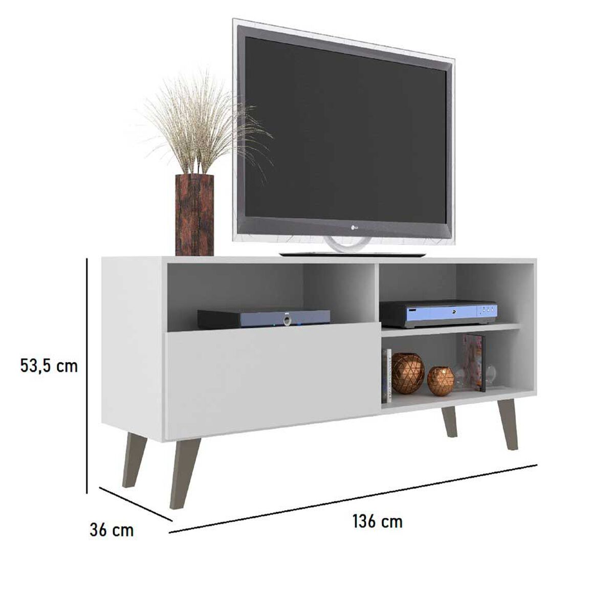 Rack TV Altavision Detroit Bco Hasta 55" Blanco
