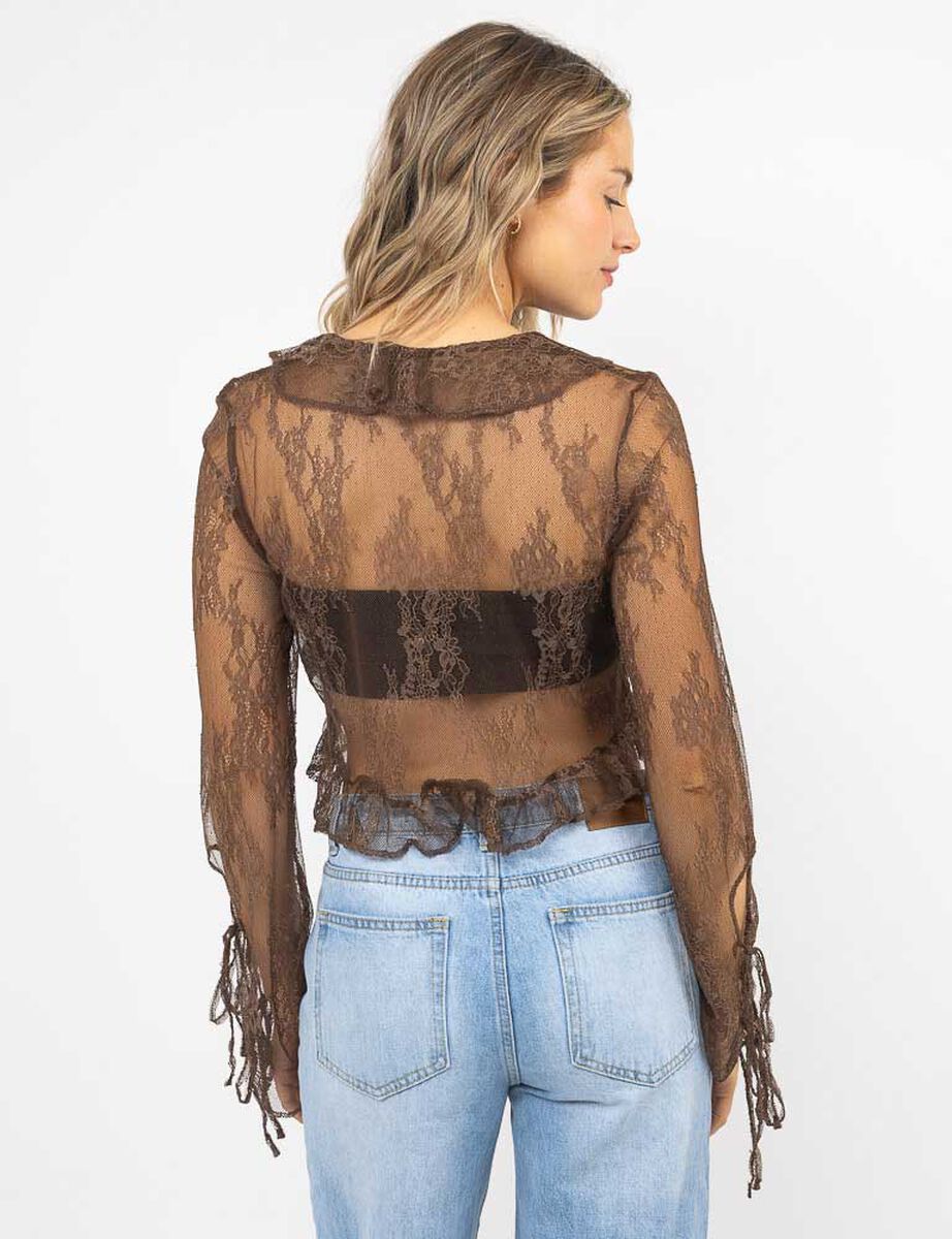 Blusa Transparente Manga Larga Mujer Icono