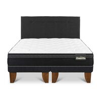 Cama Europea Belsogno Base Dividida 2 Plazas Premium + Respaldo Black