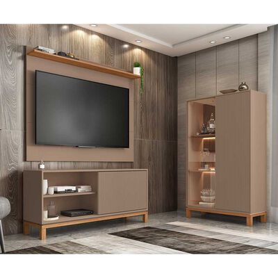 Set Panel + Rack 1.3 + Vitrina Decocasa Mondrian Gris