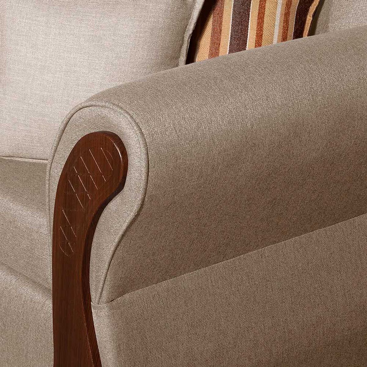 Juego de Living Ruzam Mobel Marsella Sofá 3 Cuerpos + Dos Sillones 1 Cuerpo Lino Beige