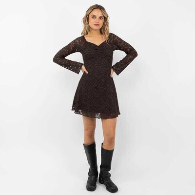 Vestido Mini Manga Larga Mujer Icono