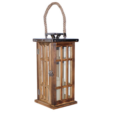 Fanal Madera Con Vela Led