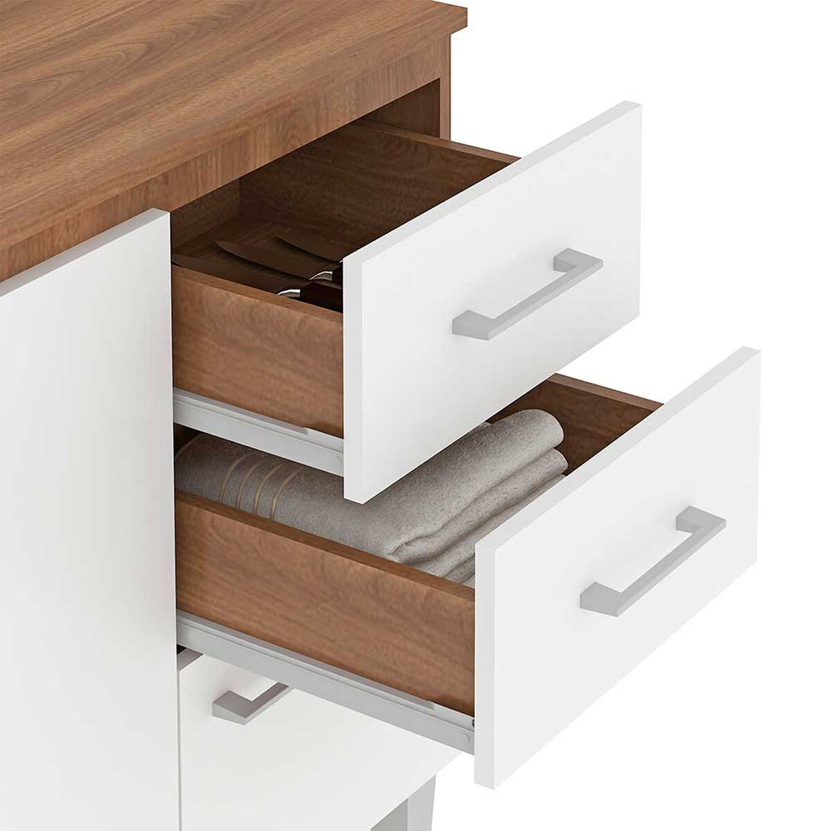 Mueble de Cocina Base Vekkahome Opie 2 Cajones 3 Puertas Blanco