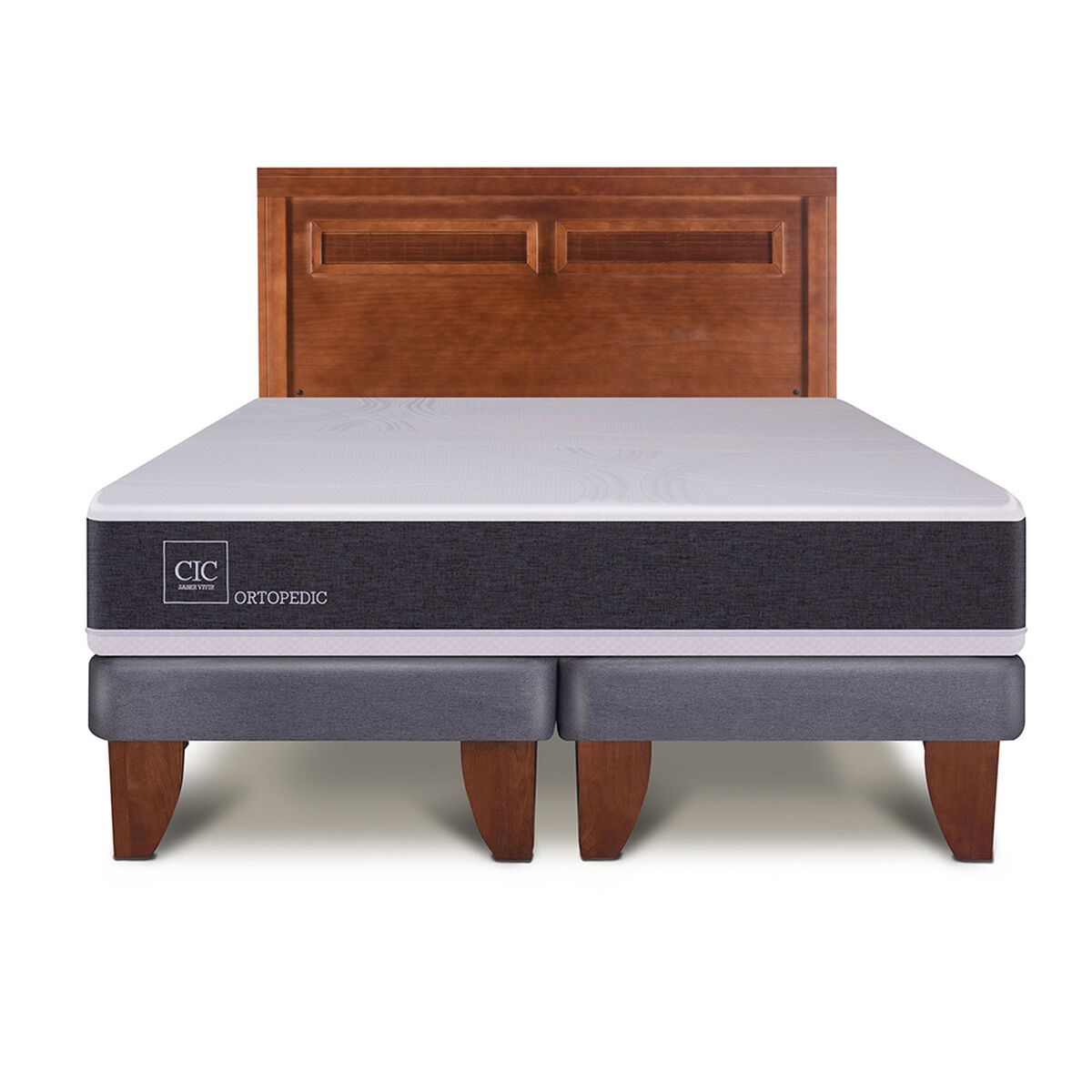 Cama Europea CIC Base Dividida King New Ortopedic + Respaldo Milán