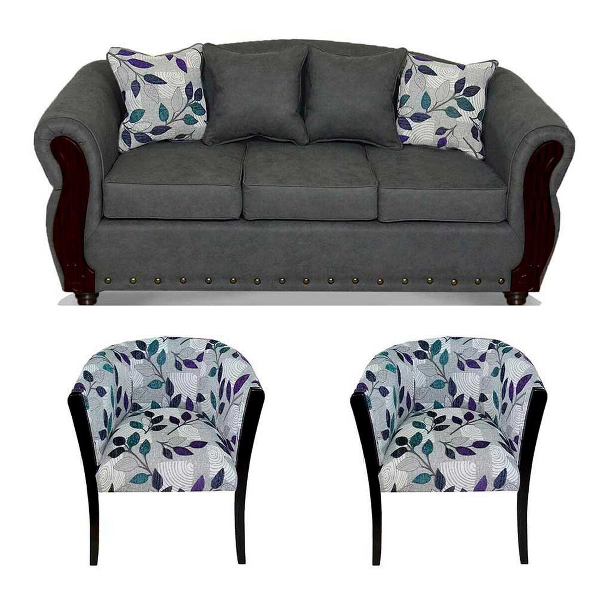 Juego de Living Elegant Detail Bartolucci Sof&aacute; 3 Cuerpos + Dos Sillones 1 Cuerpo Rojo