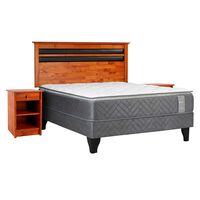 Cama Europea Celta 2 Plazas Carbono + Respaldo + 2 Veladores Mallorca