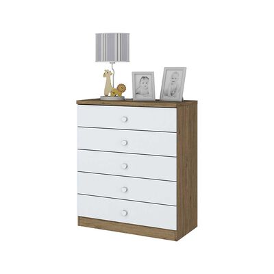 Cómoda Home Mobili Jade 5 Cajones Blanco Café