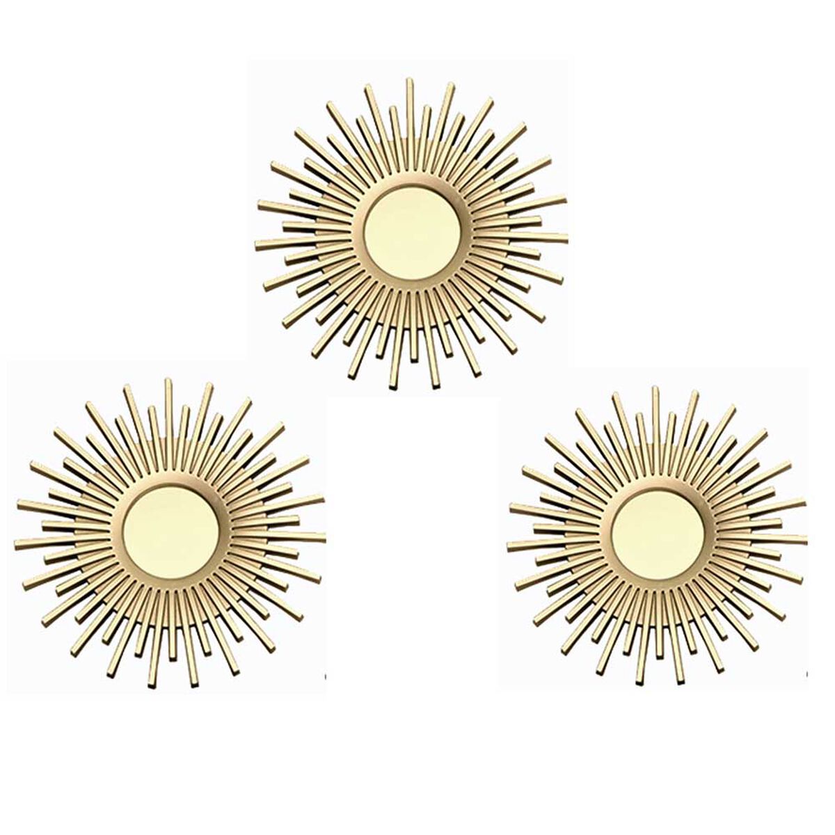 Set 3 Espejos Plástico Vgo para Colgar Circular 25 cm Dorado