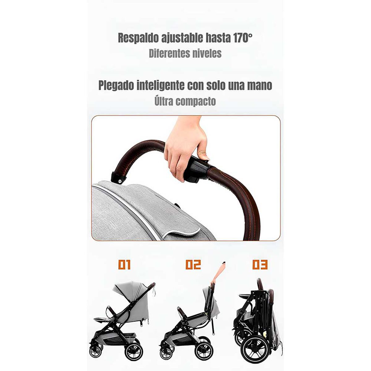 Coche de Paseo con Cubre Pies LuBabycas Gris