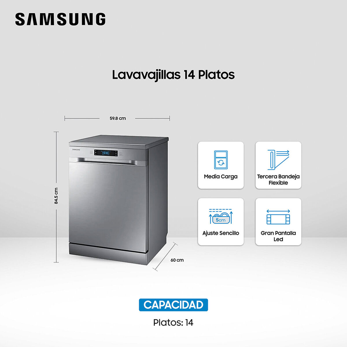 Lavavajillas Samsung DW60M6050FS 14 Cubiertos