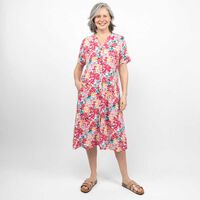 Vestido Midi Manga Corta Mujer Portman Club Fucsia, Negro