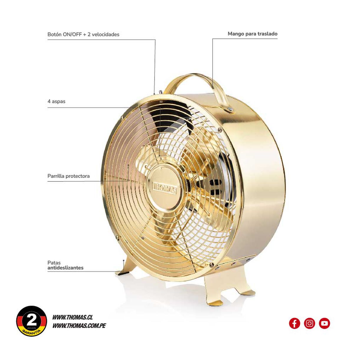 Ventilador de Mesa Thomas TH-08DM Gold