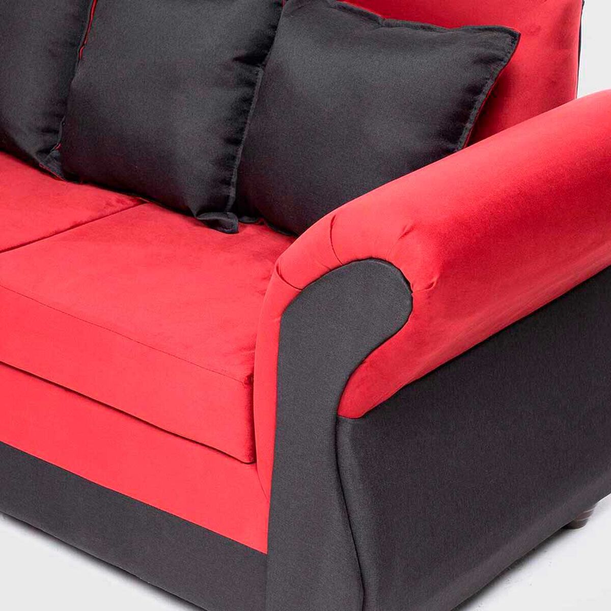 Sof&aacute; Seccional Almore New Irlanda 5 Cuerpos Rojo Negro