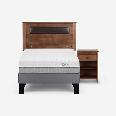 Cama Europea Rosen 1,5 Plazas Pratta + Respaldo + Velador Ferrera