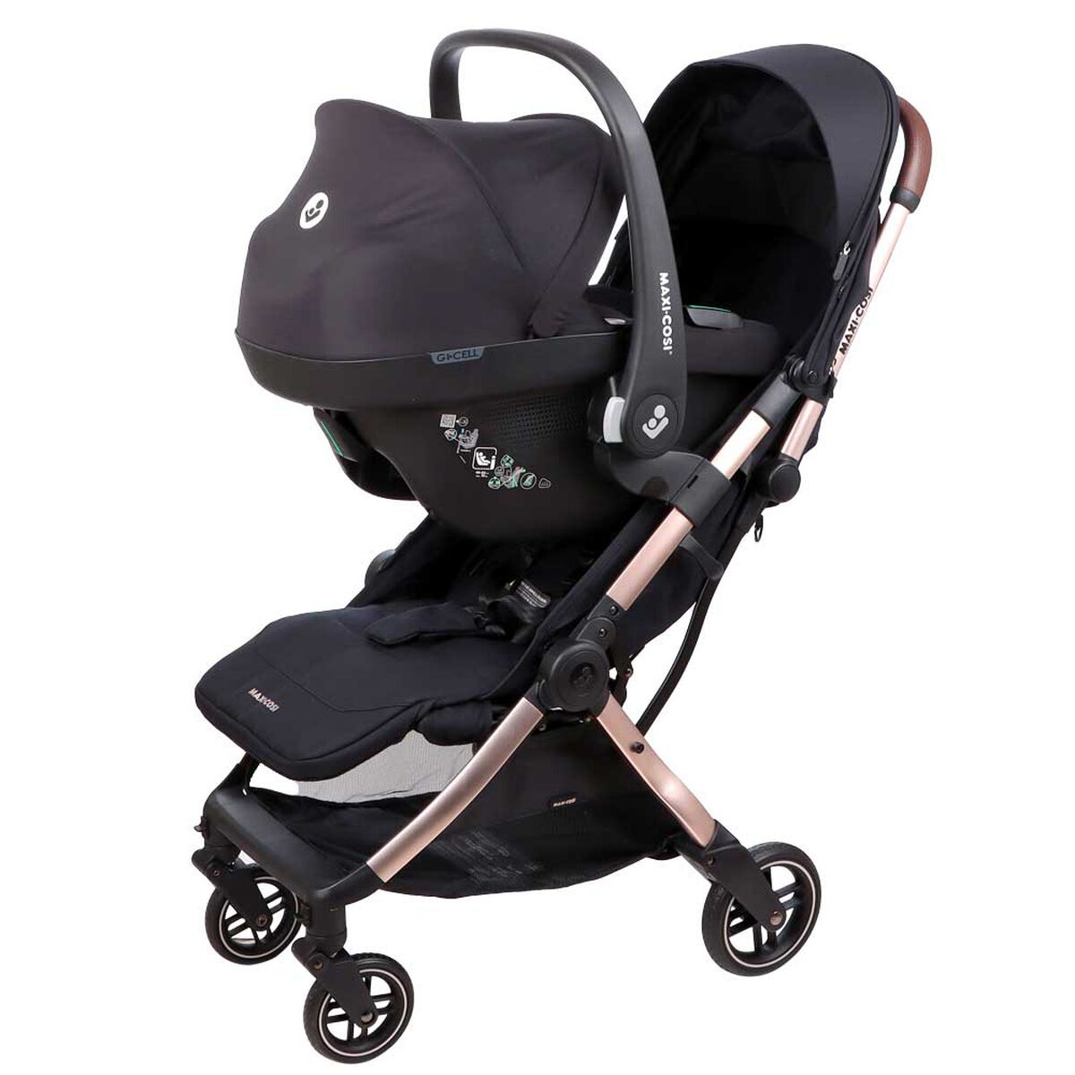 Coche Travel System Eva Black Champagne/ Cabriofix I-Size Maxi Cosi
