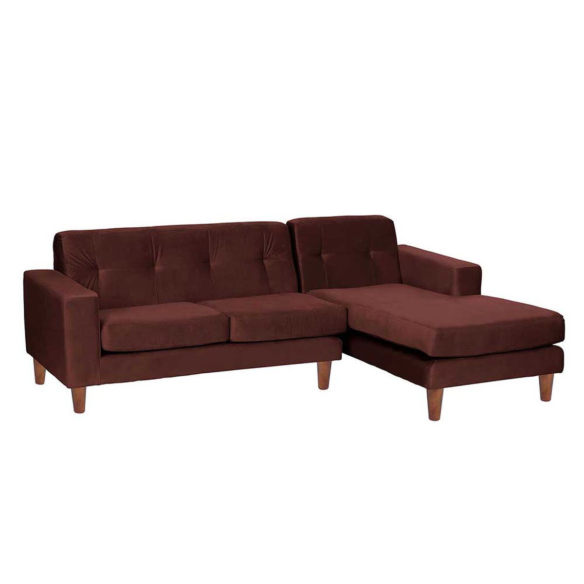 Sofá Seccional Derecho Latam Home Salermo Tela Velvet 3 Cuerpos Chocolate