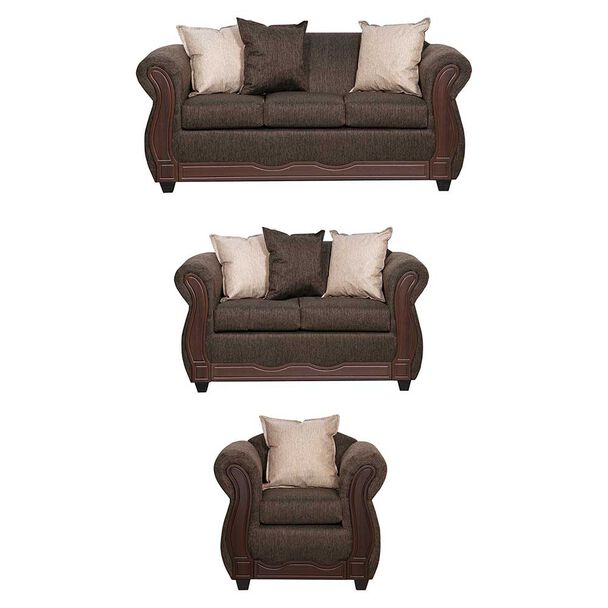 Juego de Living Black Factory Serrana 6 Cuerpos Café