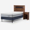 Cama Europea Rosen 1 Plaza Indie + Respaldo + Velador Ferrera